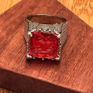 Synthetics Gemstonene Cocktail Ring, copper alloy, size 8, Brand New!